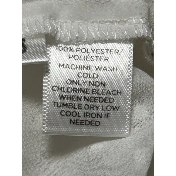 Ann Taylor Loft White Swiss Dot Blouse Short Sleeve Tie-Front Size M - Picture 3 of 5